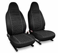 Auto Accessori Lupex 2 Fundas universales para Asientos Delanteros LS03 - Tejido Deluxe Negro con Costuras Grises | Diseño Elegante, Resistente y cómodo | Compatibles con reposacabezas Integrado
