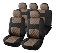 Auto Accessori Lupex A20 - Fundas de Asiento de Coche universales Modelo Acolchado, Color Beige y Negro, Made in Italy, Delanteras y traseras, Zip, Tejido de poliéster