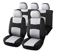 Auto Accessori Lupex A20 - Fundas de Asiento de Coche universales Modelo Acolchado, Color Blanco y Negro, Made in Italy, Delanteras y traseras, Cremallera, Tejido de poliéster