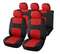 Auto Accessori Lupex A20 - Fundas de Asiento de Coche universales Modelo Acolchado, Color Rojo y Negro, Made in Italy, Delanteras y traseras, Zip, Tejido de poliéster