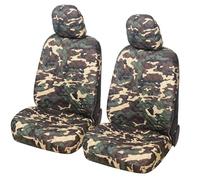 Auto Accessori Lupex A22 - Fundas universales para Asientos de Coche, Delanteras y traseras (par Delantero, Camuflaje Verde)