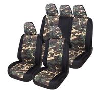 Auto Accessori Lupex - A23 Fundas de asiento de coche universales, color camuflaje, verde y negro, juego de fundas protectoras para asientos delanteros y traseros, respaldo trasero con 2 cremalleras,