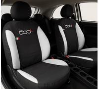 Auto Accessori Lupex Fundas para Asientos de Coche compatibles 500L, Color Negro Blanco, Made in Italy, Juego de Fundas Delanteras y traseras, Compatible con Airbag
