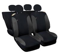 Auto Accessori Lupex Fundas para asientos de coche compatibles con Cinquecento 500, fabricadas en Italia, tejido polialgodón, juego delantero y trasero (negro - gris oscuro con respaldo trasero 50e50)