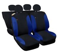Auto Accessori Lupex Fundas para Asientos de Coche compatibles con Cinquecento 500, Fabricadas en Italia, Tejido polialgodón, Juego Delantero y Trasero (Negro - Azul Real con Respaldo Trasero 50e50)