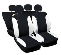 Auto Accessori Lupex Fundas para Asientos de Coche compatibles con Cinquecento 500, Fabricadas en Italia, Tejido de polialgodón, Juego Delantero y Trasero (Negro - Blanco con Respaldo Trasero