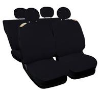 Auto Accessori Lupex Fundas para Asientos de Coche compatibles con Cinquecento 500, Fabricadas en Italia, Tejido polialgodón, Juego Delantero y Trasero (Negro con Respaldo Trasero 50E50)