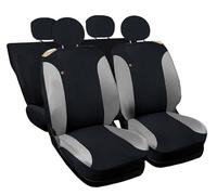 Auto Accessori Lupex Fundas para Asientos de Coche compatibles con Cinquecento 500, Fabricadas en Italia, Tejido de polialgodón, Juego Delantero y Trasero (Negro - Gris Claro con Respaldo Trasero