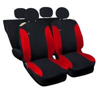 Auto Accessori Lupex Fundas para Asientos de Coche compatibles con Cinquecento 500, Fabricadas en Italia, Tejido de polialgodón, Juego Delantero y Trasero (Negro - Rojo con Respaldo Trasero Completo)