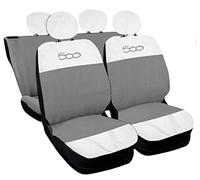 Auto Accessori Lupex Fundas para Asientos de Coche compatibles con Cinquecento 500, Made in Italy, Tejido de poliéster (Blanco - Gris Claro Modelo 2)
