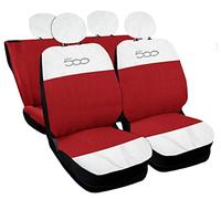 Auto Accessori Lupex Fundas para Asientos de Coche compatibles con Cinquecento 500, Made in Italy, Tejido de poliéster (Blanco - Rojo Modelo 2)