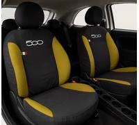 Auto Accessori Lupex Fundas para Asientos de Coche Compatibles con Cinquecento 500, Made in Italy, Tejido de poliéster (Negro - Amarillo Modelo 2)
