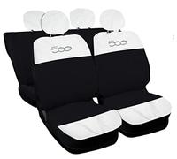 Auto Accessori Lupex Fundas para Asientos de Coche compatibles con Cinquecento 500, Made in Italy, Tejido de poliéster (Blanco - Negro Modelo 2)