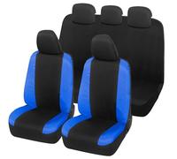 Auto Accessori Lupex Fundas para Asientos de Coche compatibles con Panda Segunda 169 y Tercera Serie 319, Tejido de polialgodón, Juego Completo (Negro - Azul Real con Respaldo Trasero Completo)