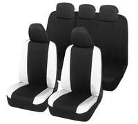 Auto Accessori Lupex Fundas para Asientos de Coche compatibles con Panda Segunda 169 y Tercera Serie 319, Fabricadas en Italia, Tejido de polialgodón, Juego Completo (Negro - Blanco con Respaldo