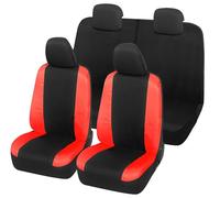 Auto Accessori Lupex Fundas para asientos de coche compatibles con Panda Segunda 169 y tercera serie 319, fabricadas en Italia, tejido de polialgodón, juego completo (negro - rojo con respaldo trasero
