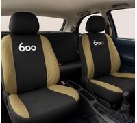 Auto Accessori Lupex - Fundas para Asientos de Coche compatibles Seicento 600, Color Negro Beige, Made in Italy, Delanteros y Traseros, Logo Bordado, Accesorios para Coche Interior