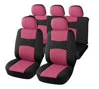 Auto Accessori Lupex - Fundas universales para Asientos de Coche, Color Rosa y Negro, Juego de Fundas Protectoras para Asientos Delanteros y Traseros, Respaldo Trasero con 2 Cremalleras, no SUV