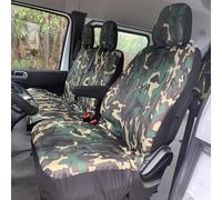 Auto Accessori Lupex Fundas universales para asientos de furgoneta y camión de 3 plazas, fundas de polialgodón, compatibles con reposabrazos, camuflaje verde