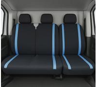 Auto Accessori Lupex LS31 - Fundas universales para asientos de coche para furgonetas y camiones, 3 plazas, tejido de polialgodón, color negro con rayas azules, delanteras 2 + 1, compatibles con