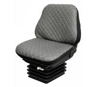 Auto Accessori Lupex - LS32 Funda de asiento de tractor universal - Asiento y respaldo de PU acolchado, costuras reforzadas, protección y comodidad para asientos agrícolas (gris con costuras blancas)