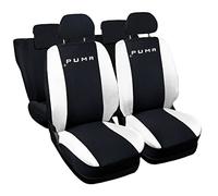 Auto Accessori Lupex Shop Fundas para Asientos de Coche compatibles con Puma, Color Negro Blanco, Made in Italy, Juego de Fundas Delanteras y traseras, Airbag Compatible