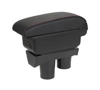 Auto Apoyabrazos Reposabrazos para Citroen ParaC3 para C2 Caja De Almacenamiento Portavasos Accesorios De Modificación(C1 Black Red NO USB)