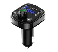 Auto Bluetooth 5.0 FM Transmisor Dual USB PD Tipo C Cargador Rápido Pantalla LED Micrófono Manos Libre Auto Modulador FM
