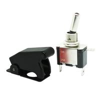 Auto Car Boat Truck 12V LED Toggle Switch Light Illuminated 3pin ON Off 20A with Safety Aircraft Flip Up Cover Guard Red Green(Black Cover)