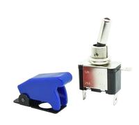 Auto Car Boat Truck 12V LED Toggle Switch Light Illuminated 3pin ON Off 20A with Safety Aircraft Flip Up Cover Guard Red Green(Blue Cover)
