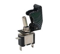 Auto Car Boat Truck Illuminated Led Toggle Switch with Aircraft Up Cover Guard Red Blue Green Yellow White 12V20A(Carbon Cap Green) Controls Switches