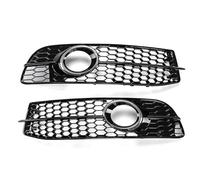 Auto Central Delantero Rejilla Para A6 Para C6 Para S-Line 2008-2011 Parachoques Delantero Panel Luz Antiniebla Marco Protector Biseles Cubierta Moldura Externa(Chrome Lamp Hole)