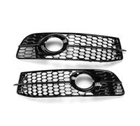 Auto Central Delantero Rejilla Para A6 Para C6 Para S-Line 2008-2011 Parachoques Delantero Panel Luz Antiniebla Marco Protector Biseles Cubierta Moldura Externa(Black Lamp Hole)