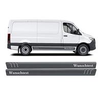 Auto-Dress® - Juego de pegatinas laterales para Mercedes Sprinter en el color deseado con texto a elegir (negro mate)