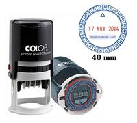 Auto entintado Colop R40 24 horas tiempo y fecha sello 40 mm Redonda negocio sello personalizado texto rojo azul, color Red And Blue 40 mm