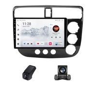 Auto estéreo Doble DIN con CarPlay inalámbrico para Honda Civic 7 LHD RHD 2000-2006 Pantalla táctil HD de 9 Pulgadas Unidad Principal de Radio para Coche con Android Auto Bluetooth cámara de visión