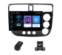 Auto estéreo Doble DIN con CarPlay inalámbrico para Honda Civic 7 LHD RHD 2000-2006 Pantalla táctil HD de 9 Pulgadas Unidad Principal de Radio para Coche con Android Auto Bluetooth cámara de visión