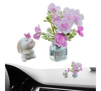 Auto Fiori - 3 cm Decorazioni Vaso Fiori Dashboard Coniglietto, Piccoli Ornamenti Automobilistici Portatili Interni | Adesivi Adesivi Volante Viaggi Regalo Donna Personalizzazione