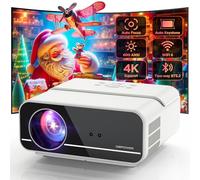 [Auto Focus/Keystone] DBPOWER Projector 4K with 5G WiFi and Bluetooth, 600ANSI FHD Native 1080P Outdoor Movie Projector with 4P4D/PPT/Zoom, Mini Home Projector Compatible w TV Stick/PC/DVD