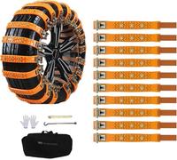 AUTO HIGH Cadenas de nieve para coche, 10 unidades, con bolsa de almacenamiento y herramientas, para neumáticos de 165 a 265 mm, cadenas de nieve ajustables antideslizantes (clavos de una sola fila)