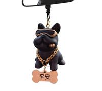 Auto-Hundeschmuck - Bulldoggen-Dekoration | Rückspiegel Anhänger Aus Kunstharz | Hündchen-Auto-Ornament Zum Aufhängen, Geflochtenes Seil, 7x4cm Harz Figur, Rot Schwarz Grün Blau Zubehör, 1 Stück