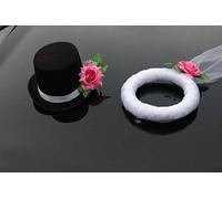Auto Joyas Velo y Sombrero Joyas Pareja Rose Decorativos Decoración Bodas Car Auto Wedding Deko Coches (Rosa)
