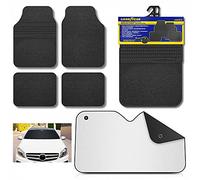 Auto Label Juego de 4 Alfombrillas Coche moqueta Negra universales Good Year 1 Parasol Coche Bicolor, Negro Mate, Plata Brillo 130 x 70cm