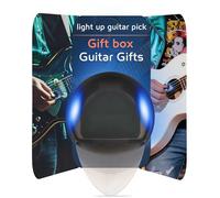 Auto LED Glow - Púas de guitarra de 0.6 mm, se iluminan en la oscuridad para escenario/banda, paquete de 2 unidades (funda incluida) - Bajo eléctrico acústico (azul)