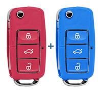 Auto Llave Mando a distancia 1 x Carcasa 3 botones Rosa + 1 x 3 teclas azul + 2 x en blanco HAA para VW Seat Skoda