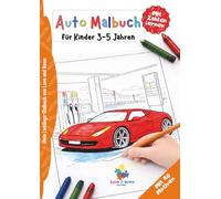 Auto Malbuch für Kinder 3-5 Jahre, Fahrzeuge ausmalen und Zahlen lernen: Einfaches Malbuch mit Zahlen und klaren Linien für Jungen und Mädchen