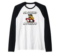 Auto Mechanic Oil Stained and Proud Retro Garage Camiseta Manga Raglan