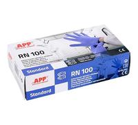 AUTO-PLAST PRODUKT APP RN 100 STANDARD Guantes de nitrilo S, guantes desechables, sin polvo, sin látex, no estériles, caja de 100 unidades, S, azul índigo