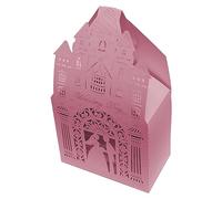 Auto-plaza 50 cajas de regalo cortadas con láser para iglesia, bodas, cumpleaños, regalo de dulces con diseño romántico de castillo (rosa)
