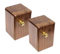 Auto-plaza Juego de 2 organizadores de madera de nogal con espejo para joyas, collares, aretes, pulseras y anillos